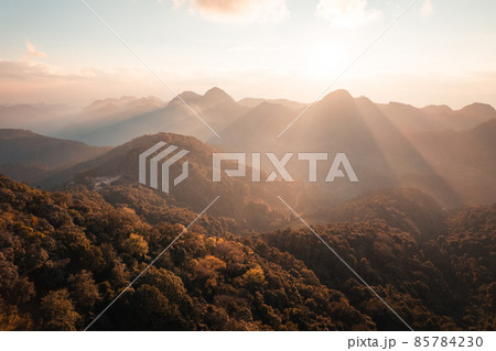 landscape mountain scenery in the evening 85784230
