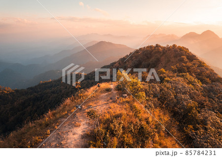 landscape mountain scenery in the evening landscape mountain scenery in the evening 85784231