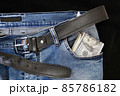 100 usd banknotes visible in the pocket of a jeans lying on the floor, your jeans and 100 usd, 85786182