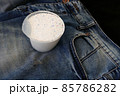 along with blue jeans and a measure of laundry detergent, 85786282