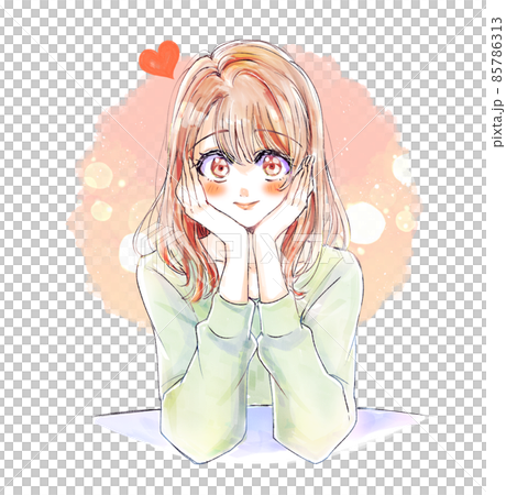 A woman in love with a cheek stick 85786313