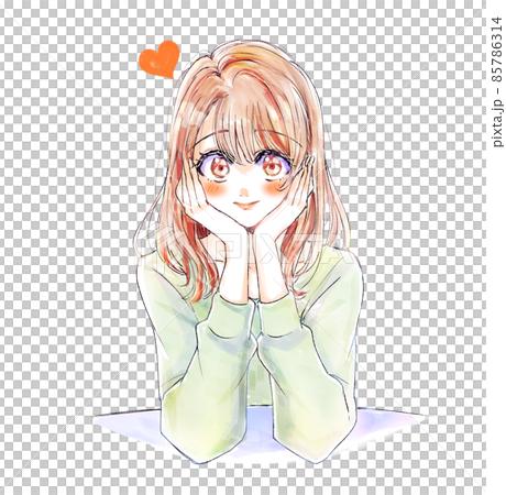 A woman in love with a cheek stick A woman in love with a cheek stick 85786314