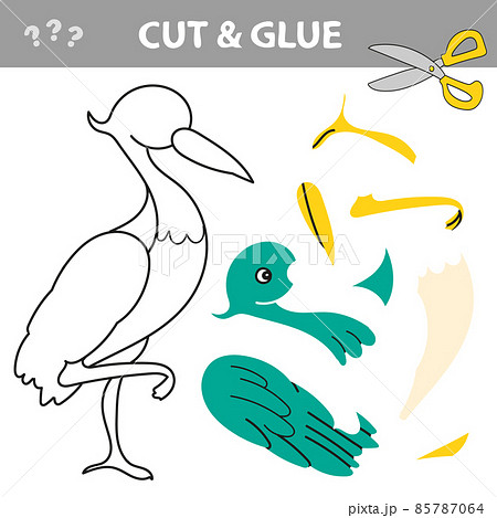 Cut and glue - Simple game for kids. Simple kid application with Heron Egret 85787064