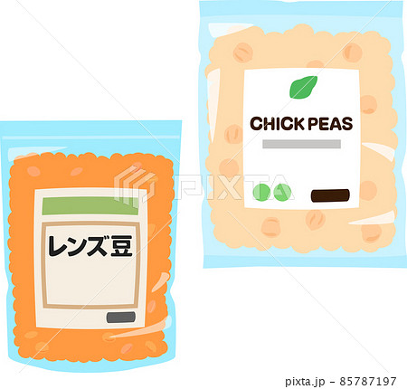 袋入りのひよこ豆とレンズ豆 85787197