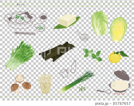 定番のお鍋-湯どうふ食材のイラスト 85787657