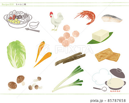 定番のお鍋-ちゃんこ鍋の食材イラスト 85787658