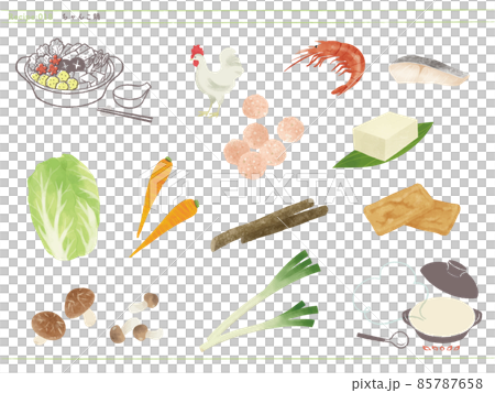 定番のお鍋-ちゃんこ鍋の食材イラスト 85787658