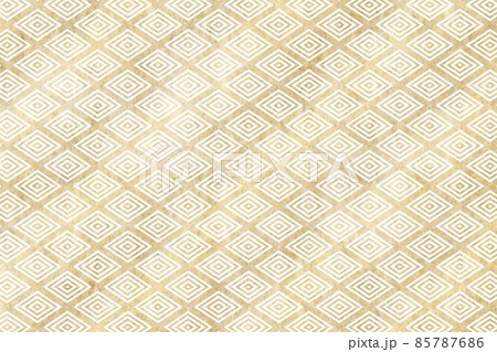 入子菱の和柄背景素材　金色　和紙風テクスチャ　上品　白　ゴージャス　日本の伝統的な柄　タイル　幾何学 85787686