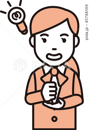 制服を着た女性が閃いているイラスト 制服を着た女性が閃いているイラスト 85788569
