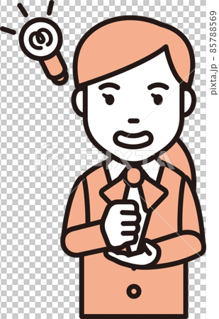 制服を着た女性が閃いているイラスト 制服を着た女性が閃いているイラスト 85788569