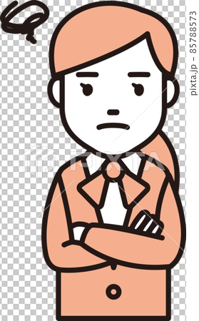 制服を着た女性が困っているイラスト 制服を着た女性が困っているイラスト 85788573