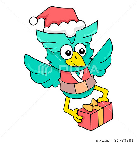 owl flying on christmas eve distributing gifts, doodle icon image kawaii 85788881