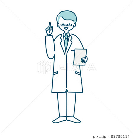 白衣を着た男性が指を刺しているイラスト 白衣を着た男性が指を刺しているイラスト 85789114