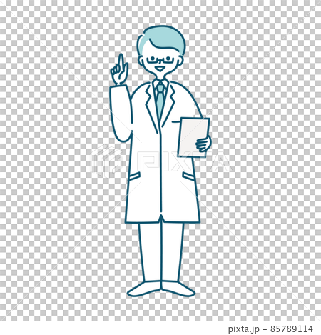 白衣を着た男性が指を刺しているイラスト 白衣を着た男性が指を刺しているイラスト 85789114