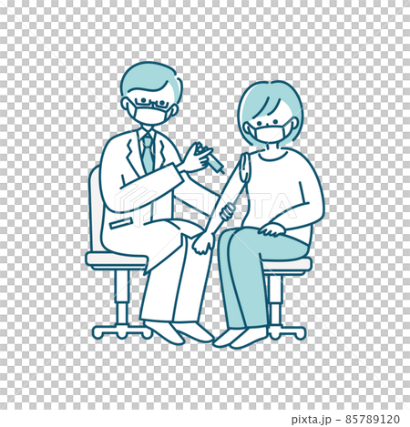 Illustration of vaccination (with mask) Illustration of vaccination (with mask) 85789120