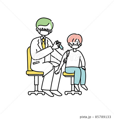 予防接種のイラスト(マスクあり) 予防接種のイラスト(マスクあり) 85789133