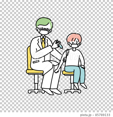 Illustration of vaccination (with mask) Illustration of vaccination (with mask) 85789133