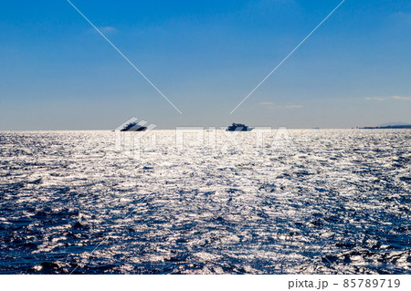 White yachts on the horizon at Red sea 85789719