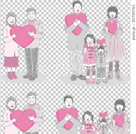 Family with a smile with a heart_Simple color_Winter clothes_Set 85789761
