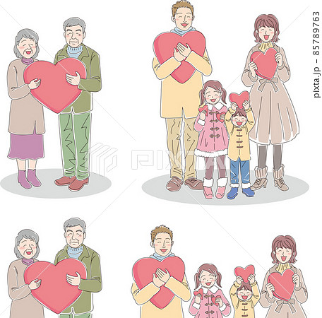 ハートを持った笑顔の家族_カラー_冬服_セット ハートを持った笑顔の家族_カラー_冬服_セット 85789763