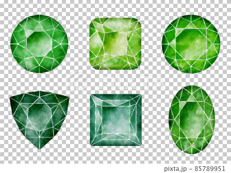 Beautiful watercolor green / yellow-green jewel set raster material Beautiful watercolor green / yellow-green jewel set raster material 85789951