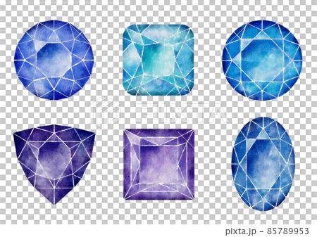 Beautiful watercolor blue / purple jewel set raster material 85789953