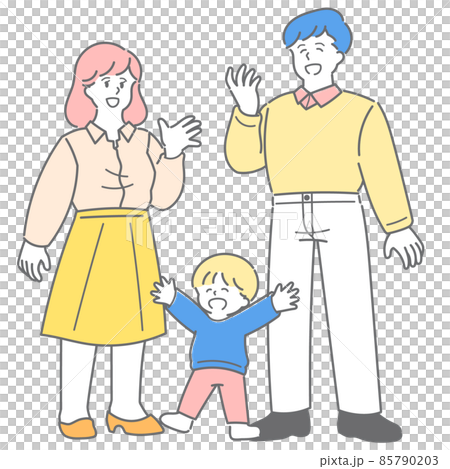 幸福的家庭色彩全身插圖 85790203