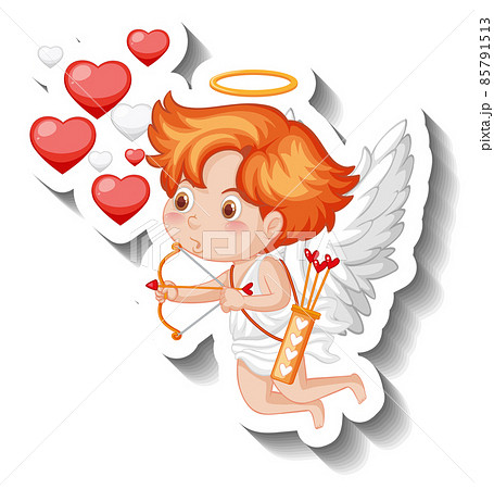Cupid boy holding bow and arrow 85791513
