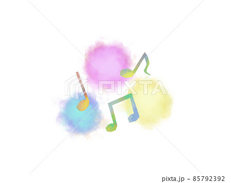 音符 5 挿し絵 水彩パステルカラー 音符 5 挿し絵 水彩パステルカラー 85792392