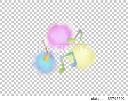 音符 5 挿し絵 水彩パステルカラー 音符 5 挿し絵 水彩パステルカラー 85792392