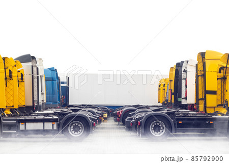 Trucks parked beautifully background shot with copy space Trucks parked beautifully background shot with copy space 85792900