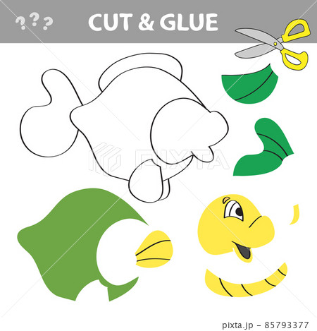 Cut and glue - Simple game for kids. Paper game for kids. Simple kid with Fish 85793377