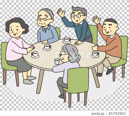 お茶会をするシニアグループが声をかける 85793901