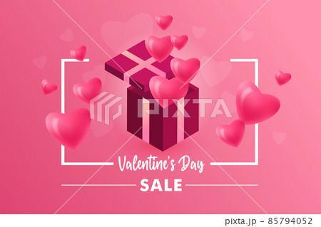 Festive Card for Happy Valentine's Day. On Pink Color Background. 85794052