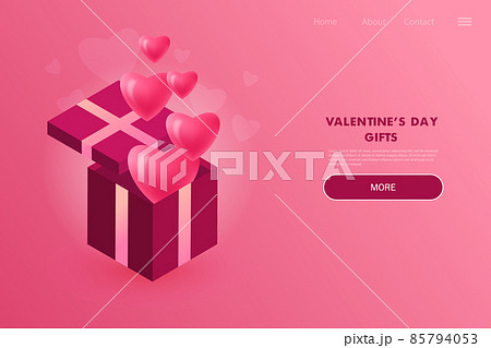 Surprise gift box with ribbon and Hearts. Valentine s Day design. Surprise gift box with ribbon and Hearts. Valentine s Day design. 85794053