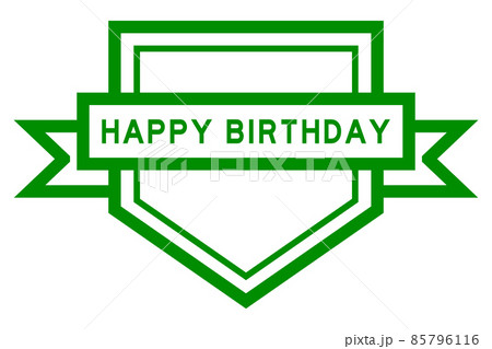 Vintage green color pentagon label banner with word happy birthday on white background 85796116