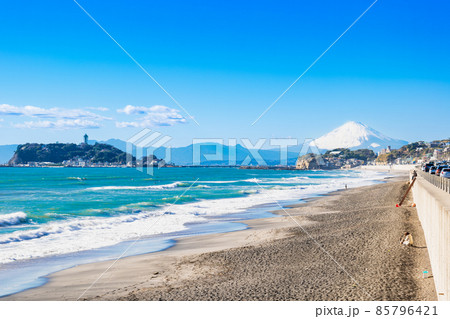 湘南海岸 富士山と江の島 湘南海岸 富士山と江の島 85796421