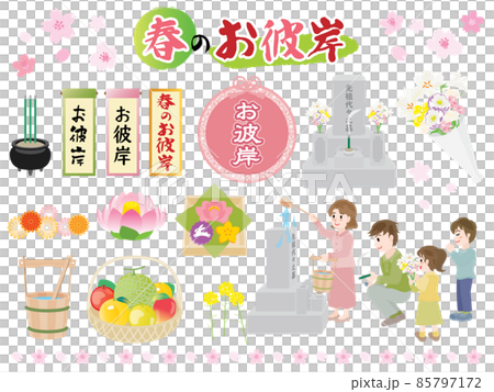 Illustration set of spring equinoctial week 85797172