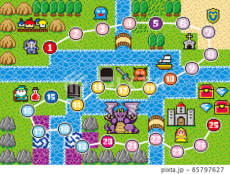 RPG風ドット絵　冒険スタンプ台 85797627