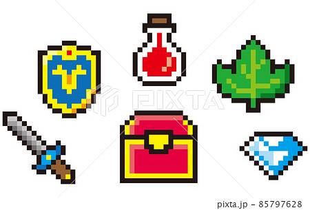 RPG風ドット絵 宝箱とアイテム RPG風ドット絵 宝箱とアイテム 85797628