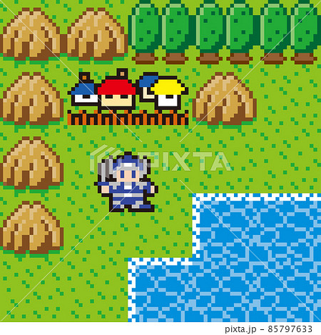 Rpg Style Pixel Art Field Stock Illustration