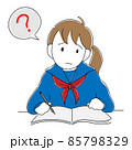 学校の授業でわからない事が出てきて疑問に思う女子学生 85798329