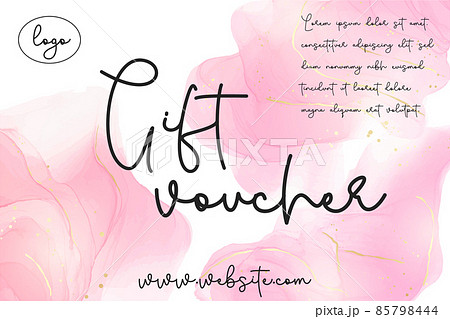 Rose pink liquid watercolor background with golden dots. Dusty blush marble alcohol ink drawing effect. Vector illustration design template for wedding invitation or gift voucher Rose pink liquid watercolor background with golden dots. Dusty blush marble alcohol ink drawing effect. Vector illustration design template for wedding invitation or gift voucher 85798444