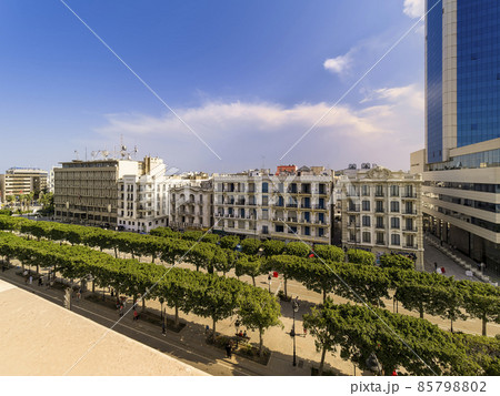 チュニジア チュニス新市街 ハビブ・ブルギバ通り / Tunis, Tunisia チュニジア チュニス新市街 ハビブ・ブルギバ通り / Tunis, Tunisia 85798802