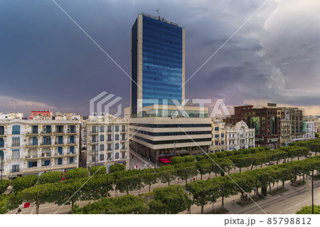 チュニジア チュニス新市街 ハビブ・ブルギバ通り / Tunis, Tunisia 85798812