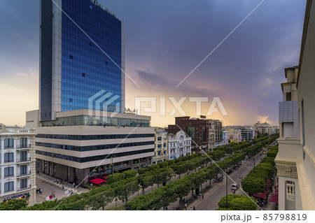 チュニジア チュニス新市街 ハビブ・ブルギバ通り / Tunis, Tunisia 85798819