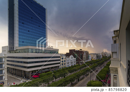 チュニジア チュニス新市街 ハビブ・ブルギバ通り / Tunis, Tunisia 85798820