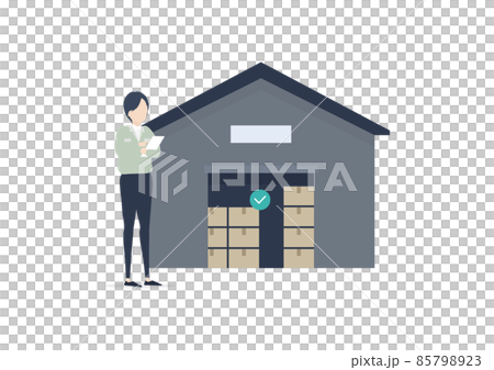 Illustration material of a man in work clothes to be inspected in a warehouse 85798923
