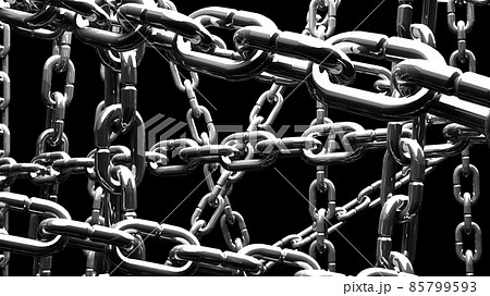 Silver chains on black background. 85799593