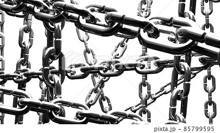 Silver chains on white background. 85799595